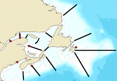 Map of AZMP's 7 stations and 13 sections